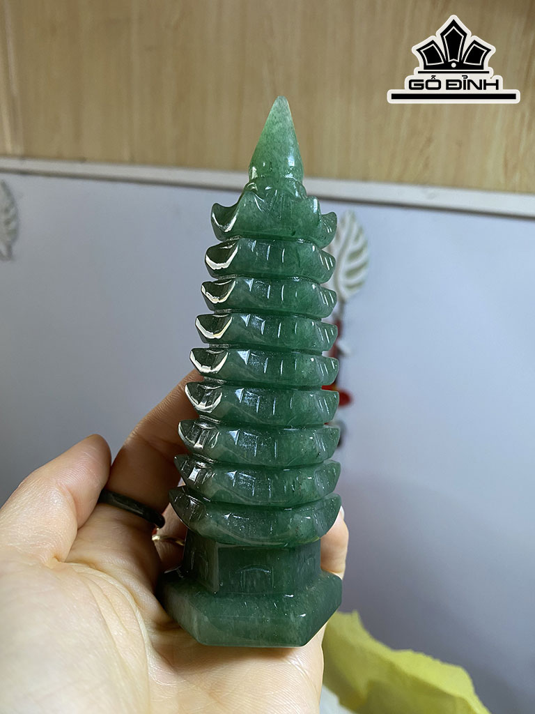Tháp Văn Xương Đá Thạch Anh Xanh Cao 12 (cm)
