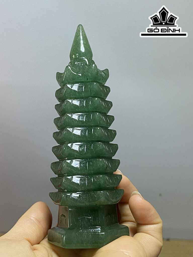 Tháp Văn Xương Đá Thạch Anh Xanh Cao 12 (cm)