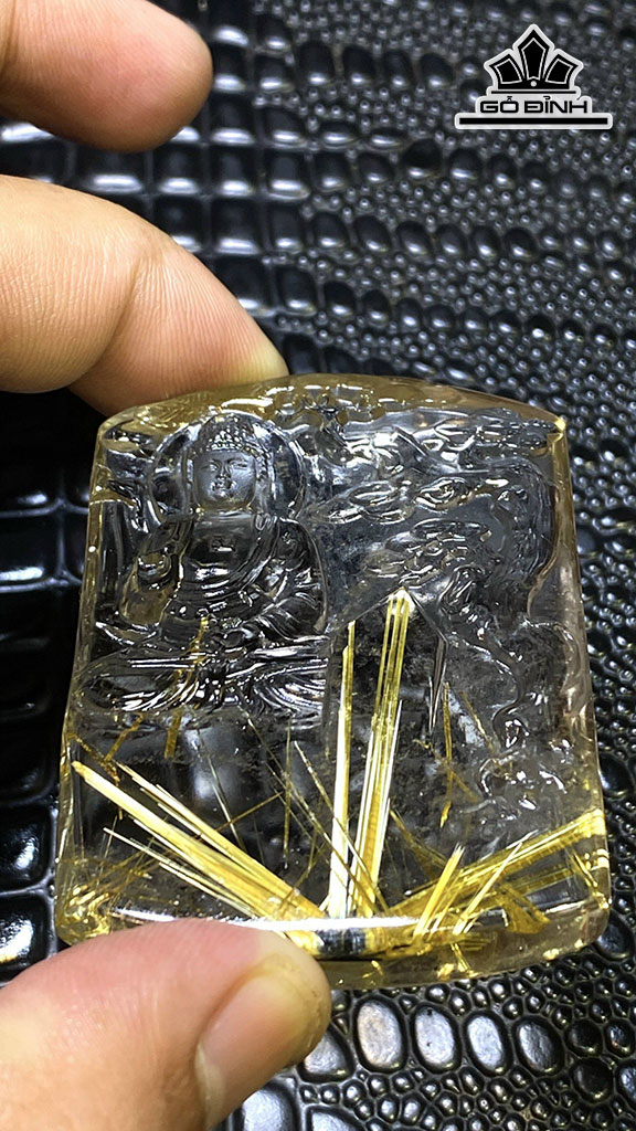 Mặt Dây Chuyền Adida Hoa Thị Đá Thạch Anh Tóc Vàng Cao 60 Ngang 44 Sâu 11,3 (mm) 60g