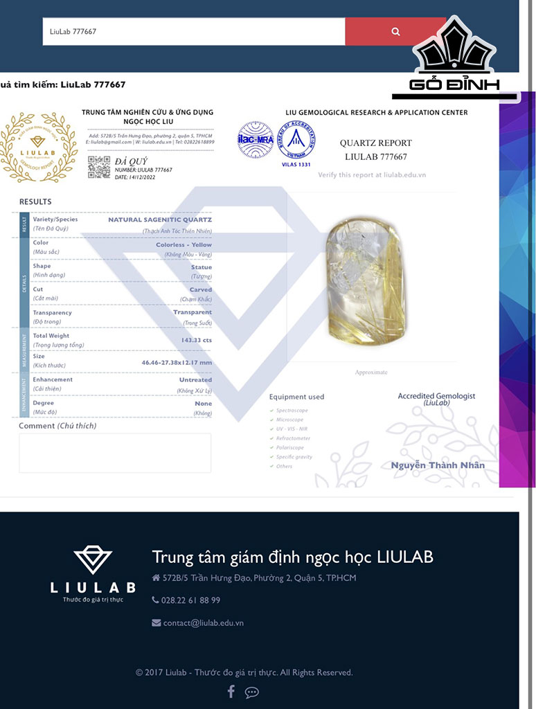 Mặt Dây Chuyền Quan Âm Đá Thạch Anh Tóc Vàng Cao 46,46 Ngang 27,38 Sâu 12,17 (mm) 143,33cts