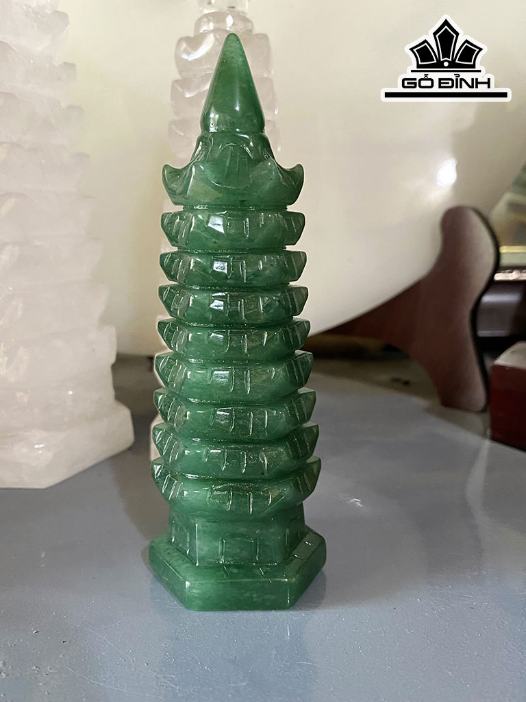Tháp Văn Xương Đá Thạch Anh Xanh Cao 12,6 (cm)