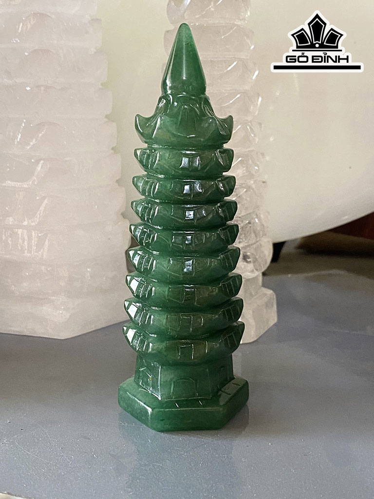 Tháp Văn Xương Đá Thạch Anh Xanh Cao 12,6 (cm)