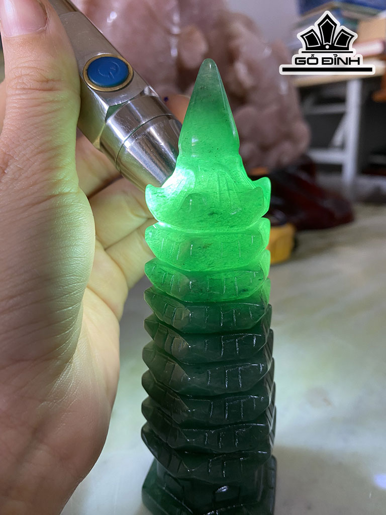 Tháp Văn Xương Đá Thạch Anh Xanh Cao 12,6 (cm)