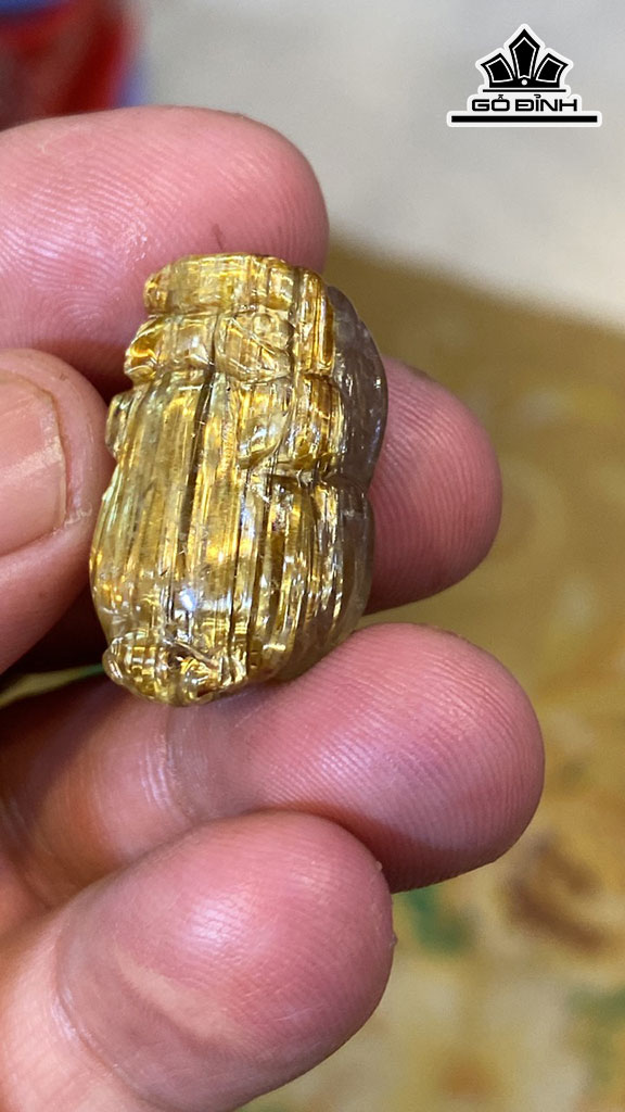 Mặt Dây Chuyền Tỳ Hưu Đá Thạch Anh Tóc Vàng Cao 26,6 Ngang 16 Sâu 11,8 (mm) 8,9g