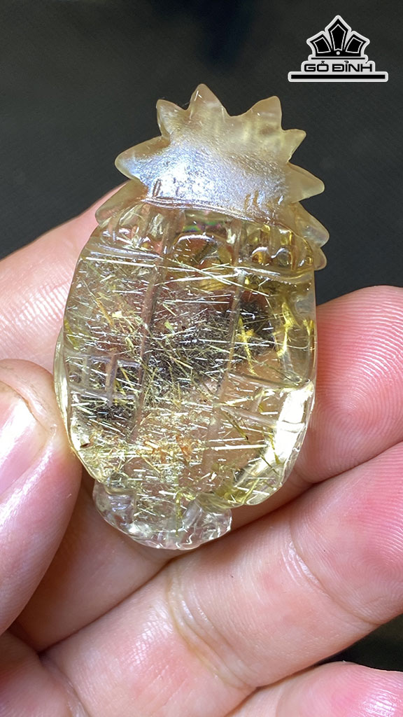 Tác Phẩm Long Quy Đá Thạch Anh Tóc Vàng Cao 48,7 Ngang 27 Sâu 24 (mm) 33,7g
