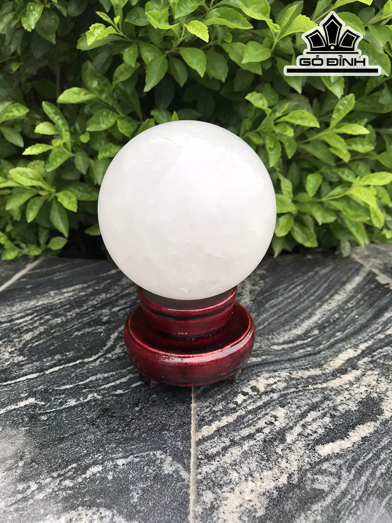 Bi Cầu Đá Thạch Anh Trắng Đường Kính Hạt 9 (cm) 1kg