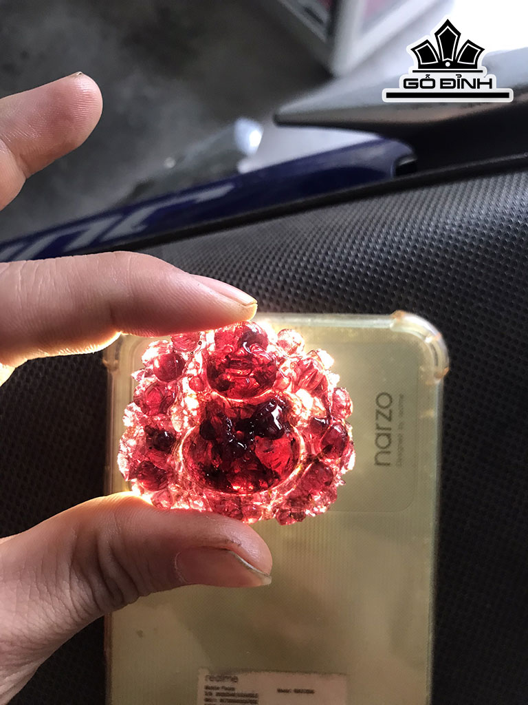 Mặt Dây Chuyền Di Lặc Đá Garnet Hồng Lựu Cao 36 Ngang 43 (mm) 116cts