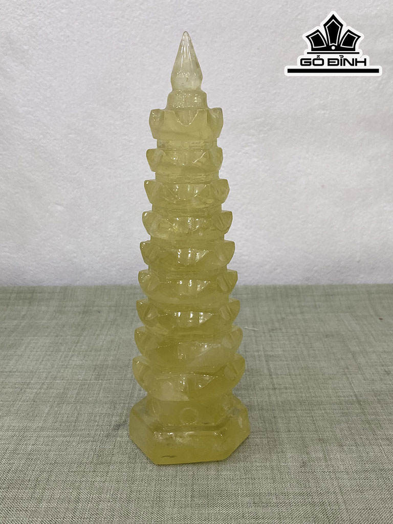 Bảo Tháp Đá Thạch Anh Vàng Cao 18 (cm)