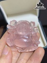 Mặt Dây Chuyền Phật Di Lặc Vác Cành Đào Đá Thạch Anh Hồng Cao 42 Ngang 39 (mm)