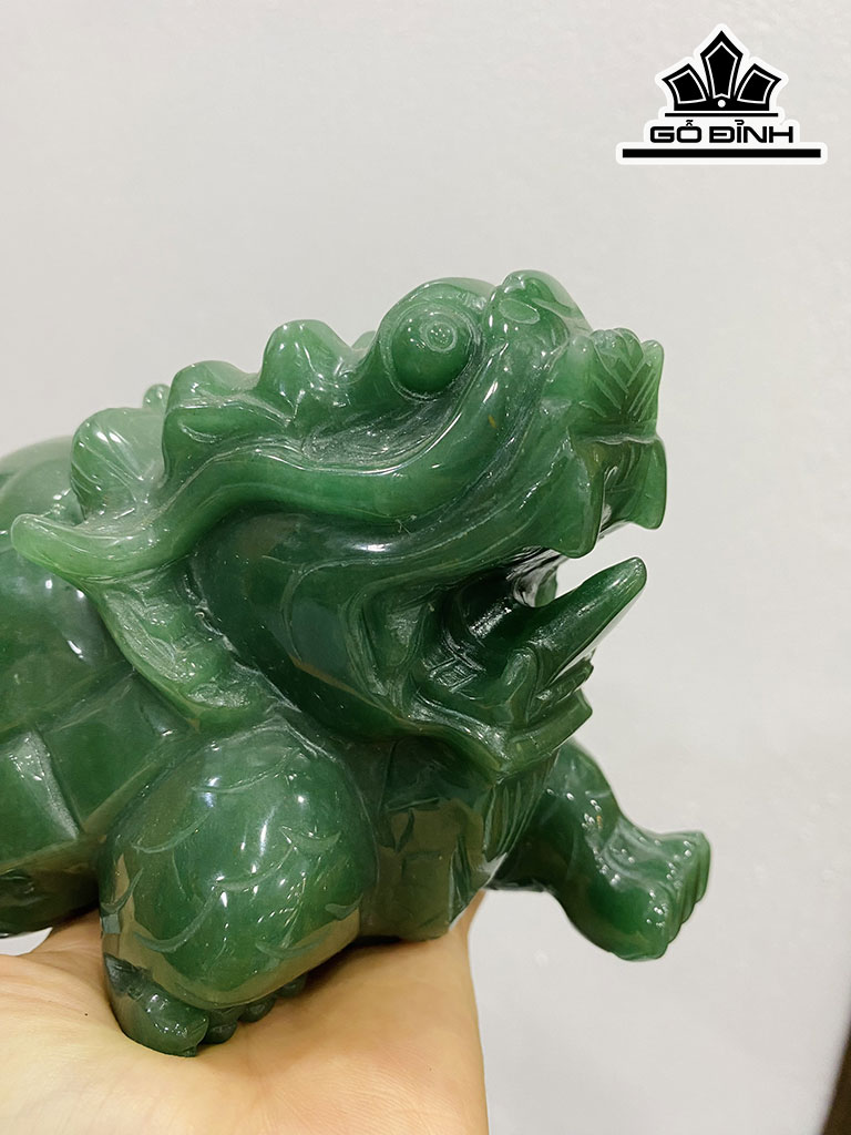 Tác Phẩm Long Quy Đá Thạch Anh Xanh Cao 16 Ngang 11 Sâu 9 (cm) 1,88kg