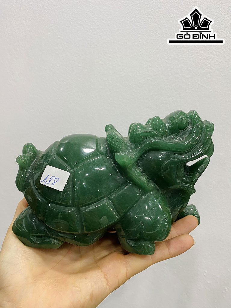 Tác Phẩm Long Quy Đá Thạch Anh Xanh Cao 16 Ngang 11 Sâu 9 (cm) 1,88kg