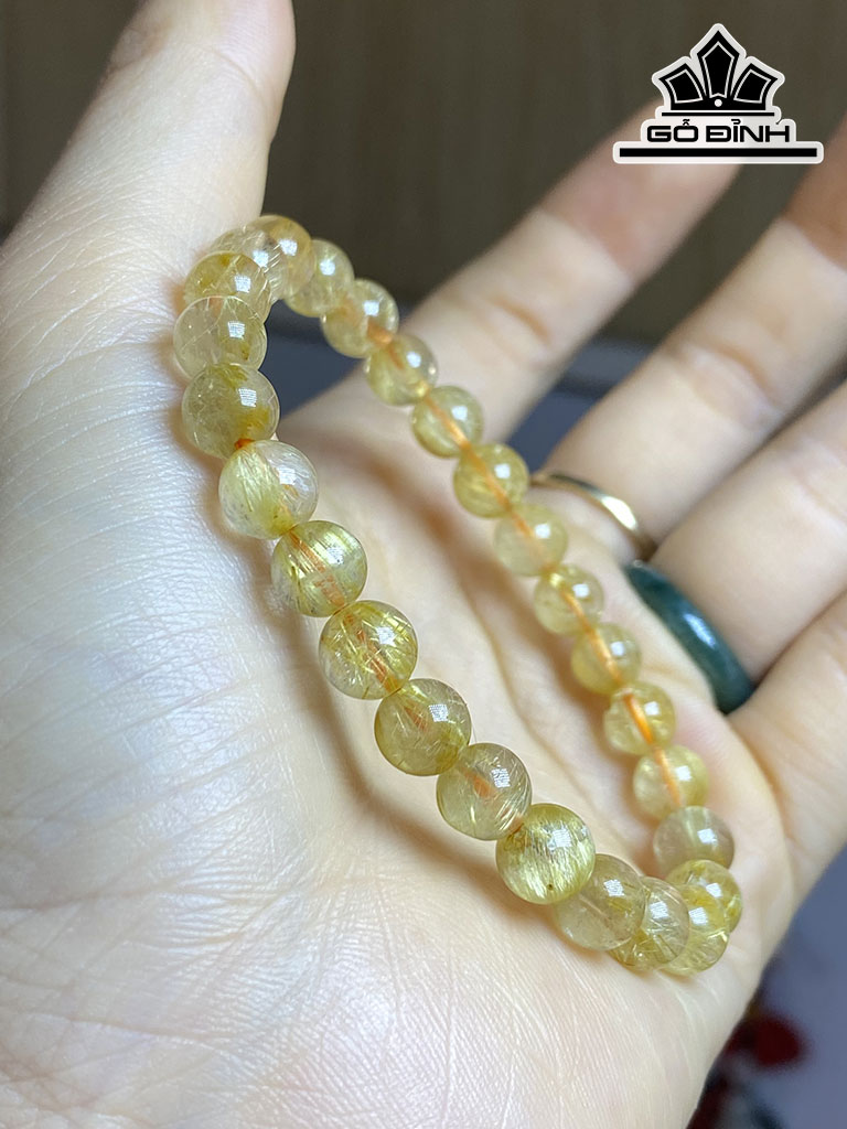 Vòng Tay Đá Thạch Anh Tóc Vàng Đường Kính Hạt 7 (mm)
