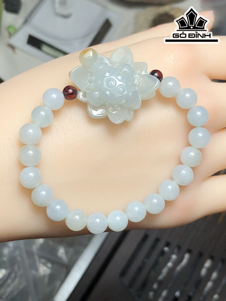 Vòng Tay Hoa Sen Đá Cẩm Thạch Cao 29 Ngang 30,8 Sâu 12 (mm) 22,6g