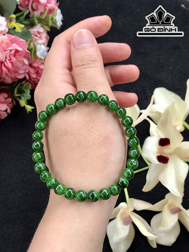 Vong Tay Đá Diopside Đường Kính Hạt 8 - 8,2 (mm) 21,5g