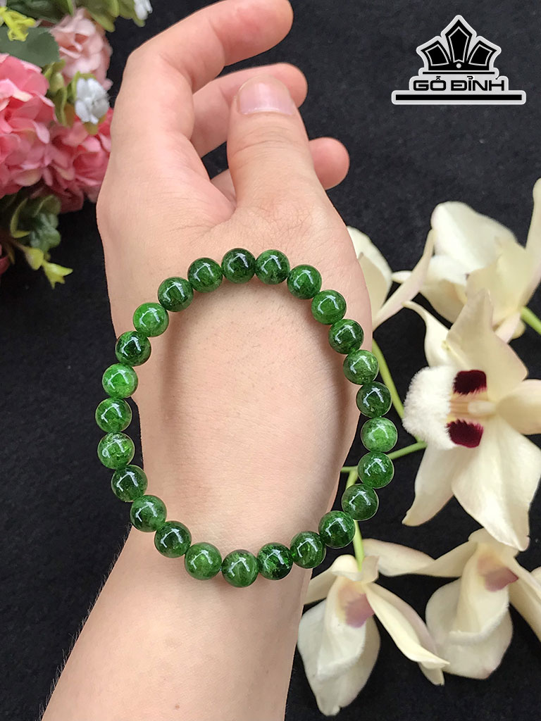 Vong Tay Đá Diopside Đường Kính Hạt 8 - 8,2 (mm) 21,5g