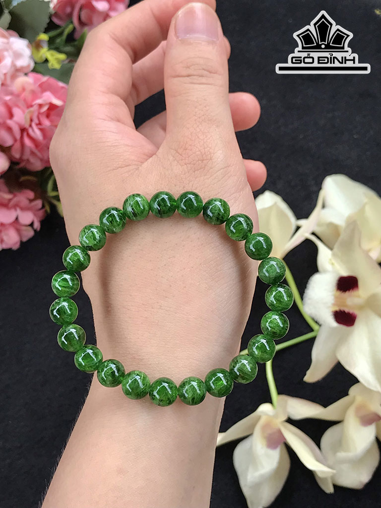 Vong Tay Đá Diopside Đường Kính Hạt 8 - 8,2 (mm) 21,5g