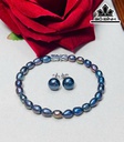 Set 2 Món Vòng Tay Ngọc Trai Xanh Đen Size 5 Li