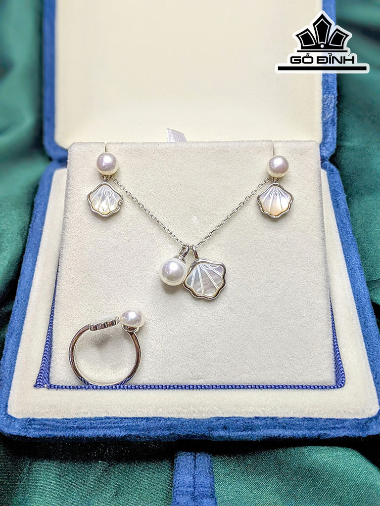 Set 3 Món Dây Chuyền Ngọc Trai Tròn Size 8 Li