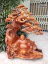 Tượng Phật Di Lặc Ngồi Gốc Tùng Gỗ Hương  Cao 72 Ngang 50 Sâu 30 (cm)