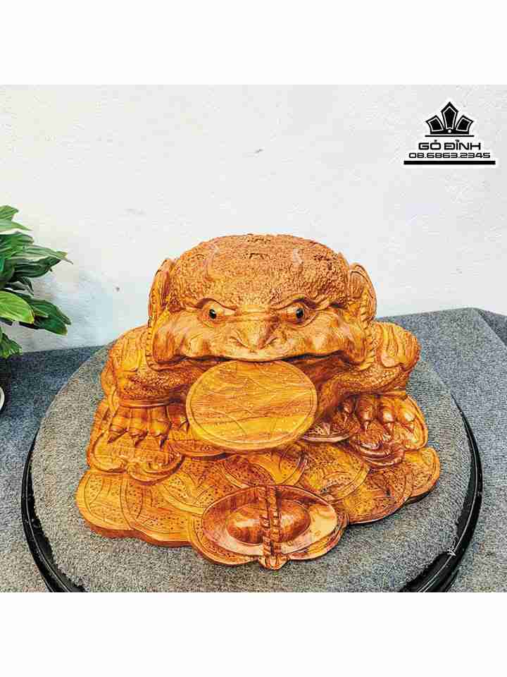 Tượng Cóc Thiềm Thừ Gỗ Hương Đá  Cao 25 Ngang 38 Sâu 40 (cm) 