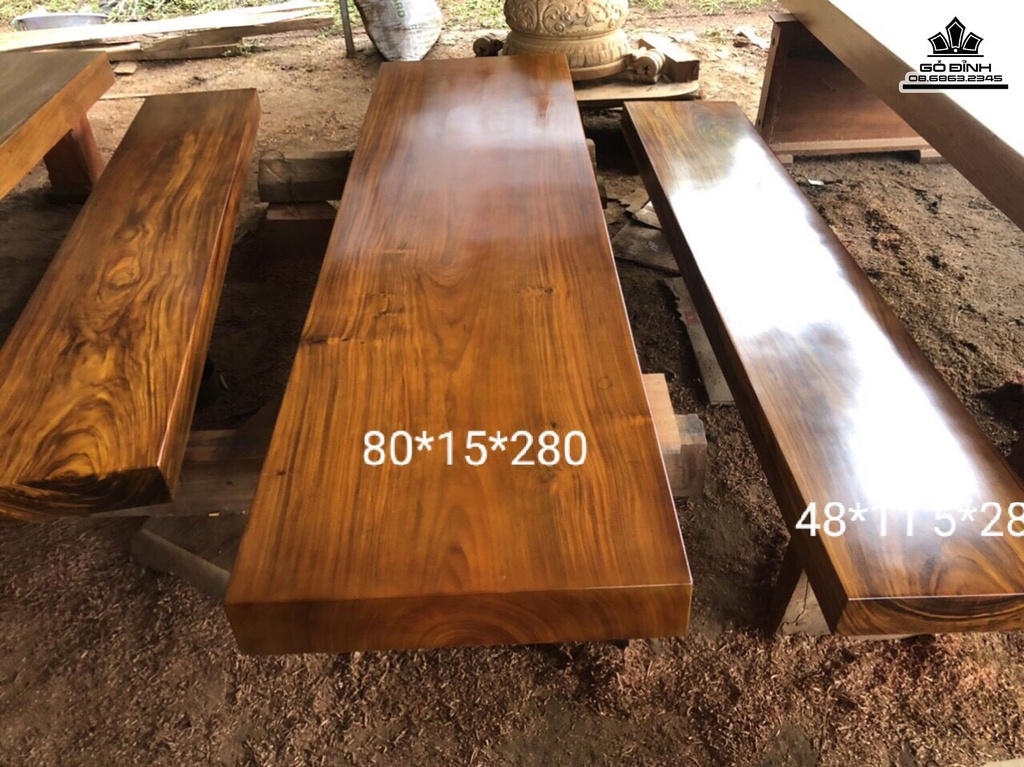Bộ Bàn Ghế K3 Gỗ Lim Bàn Dài 280 Rộng 80 Dày 15 (cm)