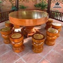 Bộ Bàn Tròn Gỗ Gõ Bàn Đường Kính 150 Đôn Mặt  35-45 (cm)