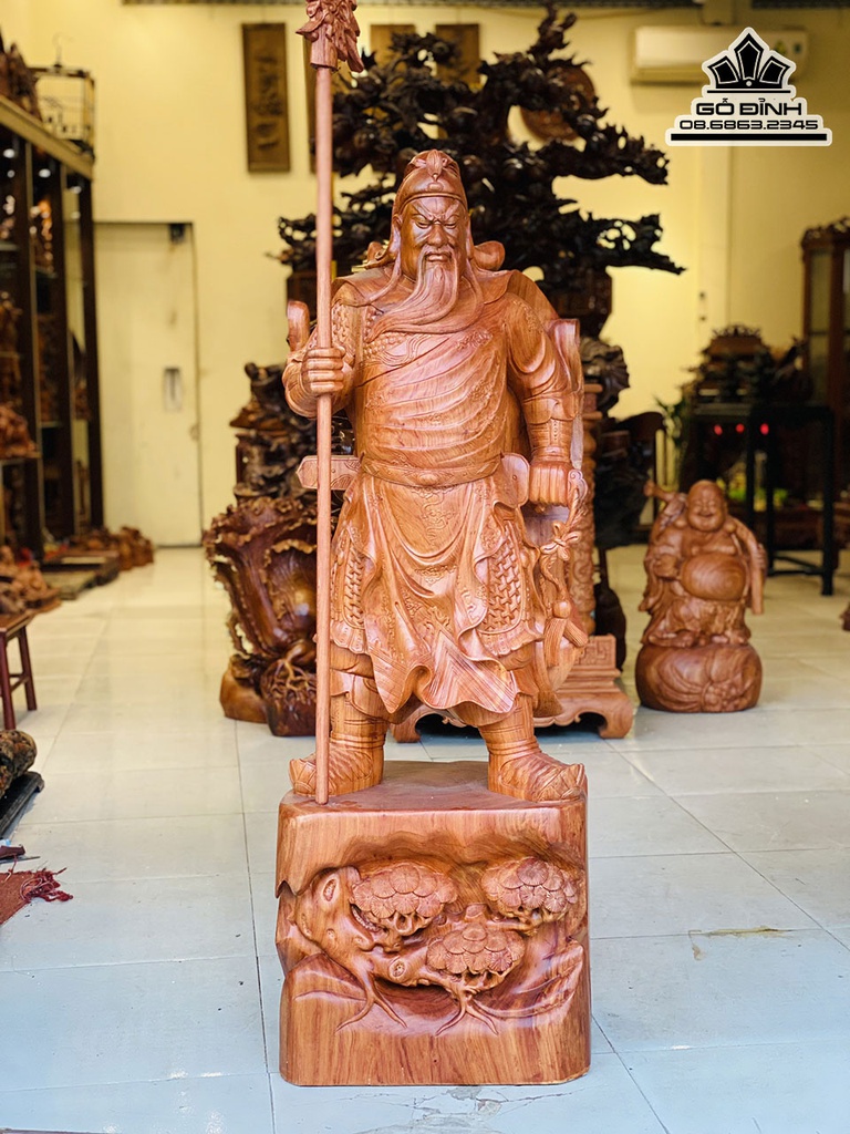Tượng Quan Công Gỗ Hương Cao 130 Ngang 46 Sâu 36 (cm)