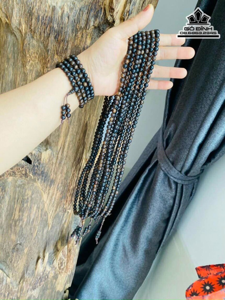 Vòng Tay Hạt Tròn Gỗ Trầm Hương Sánh Chìm 4 Li 216 Hạt