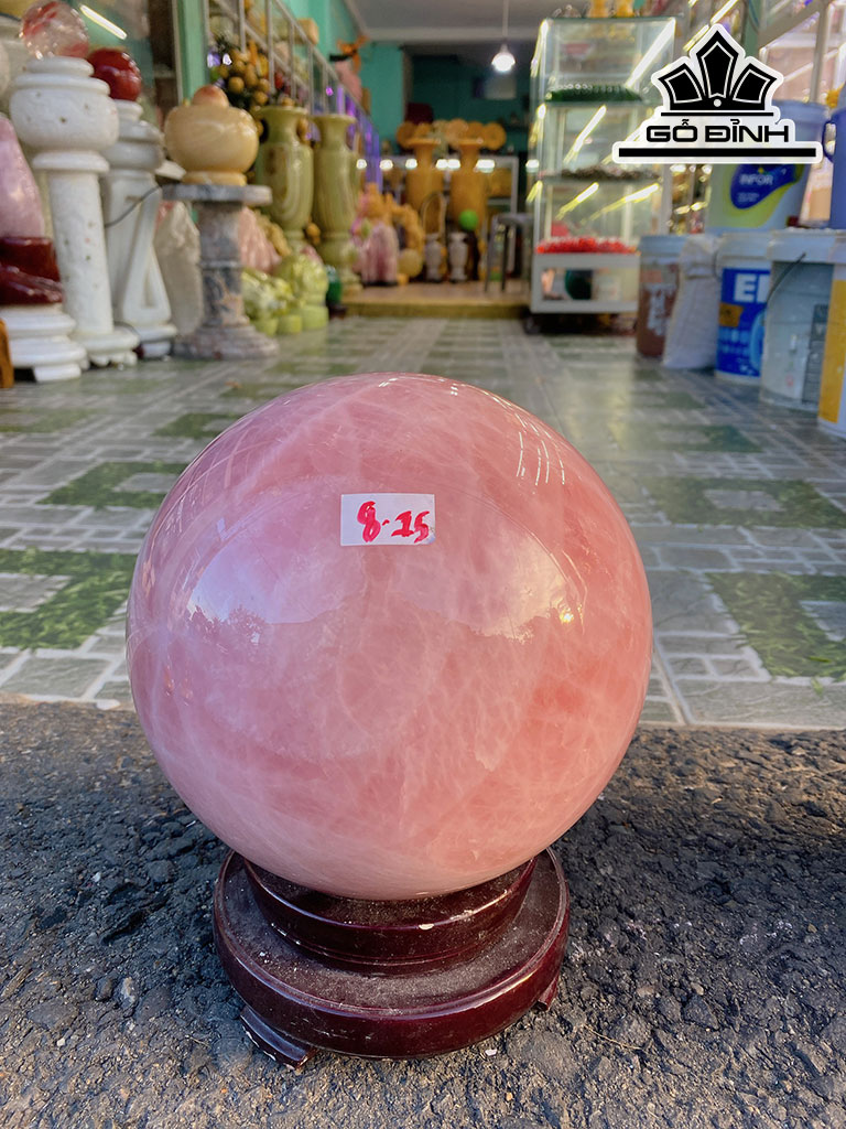 Bi Cầu Đá Thạch Anh Hồng Đường Kính 20 (cm) 8.9kg