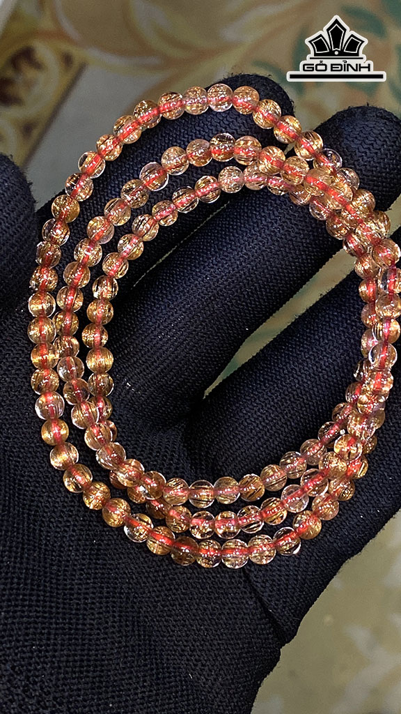 Chuỗi Đá Thạch Anh Tóc Vàng Đường Kính Hạt 4,6 (mm) 18gr