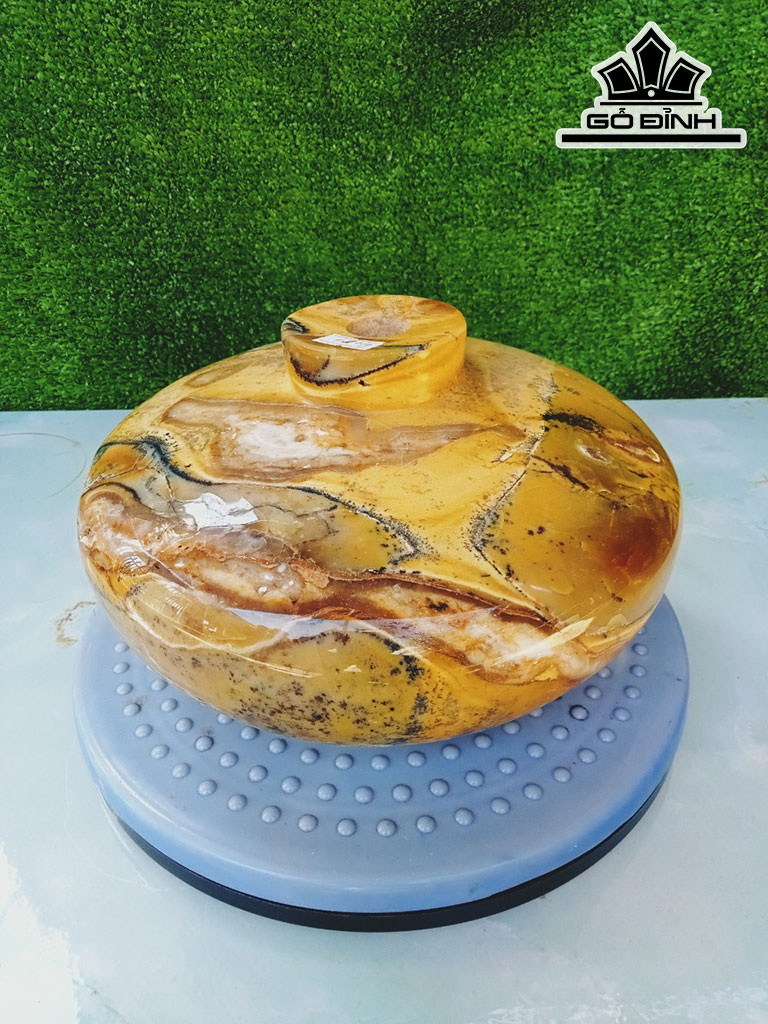 Tác Phẩm Chum Phú Quý Gỗ Hóa Ngọc Cao 12 Đường Kính 22 (cm) 5kg