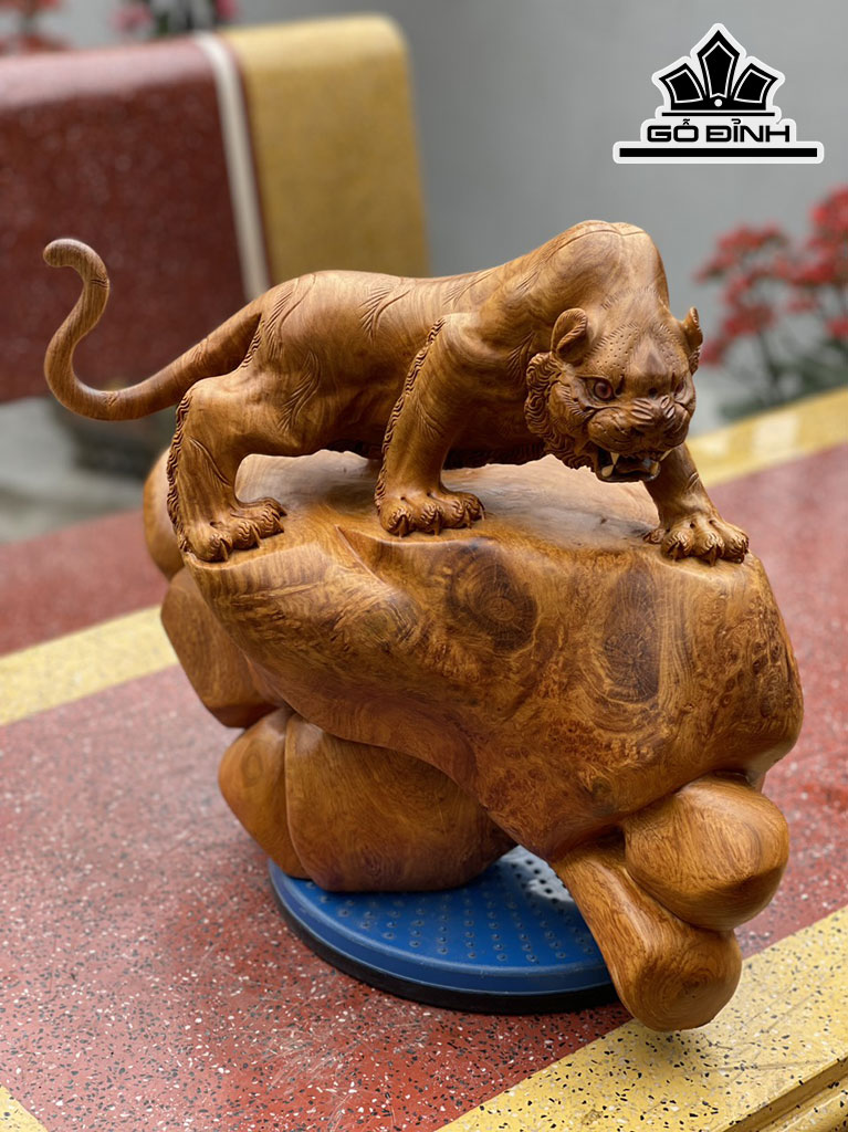 Tượng Hổ Gỗ Nu Hương Cao 38 Ngang 48 Sâu 30 (cm)