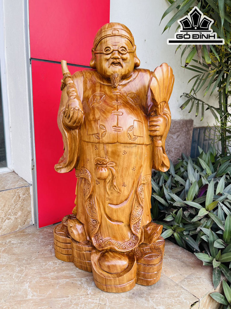 Tượng Thương Gia Gỗ Ngọc Am Cao 70 Ngang 33 Sâu 26 (cm)