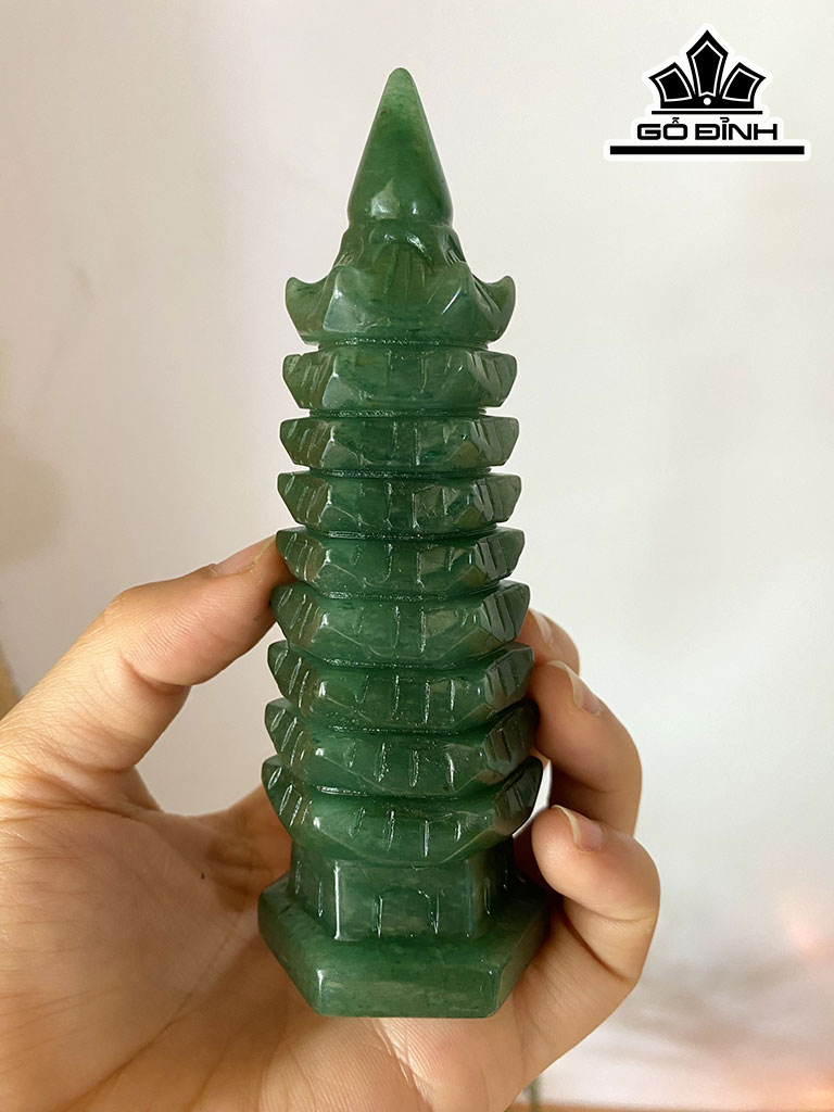 Tháp Văn Xương Đá Thạch Anh Xanh Cao 12,6 (cm)
