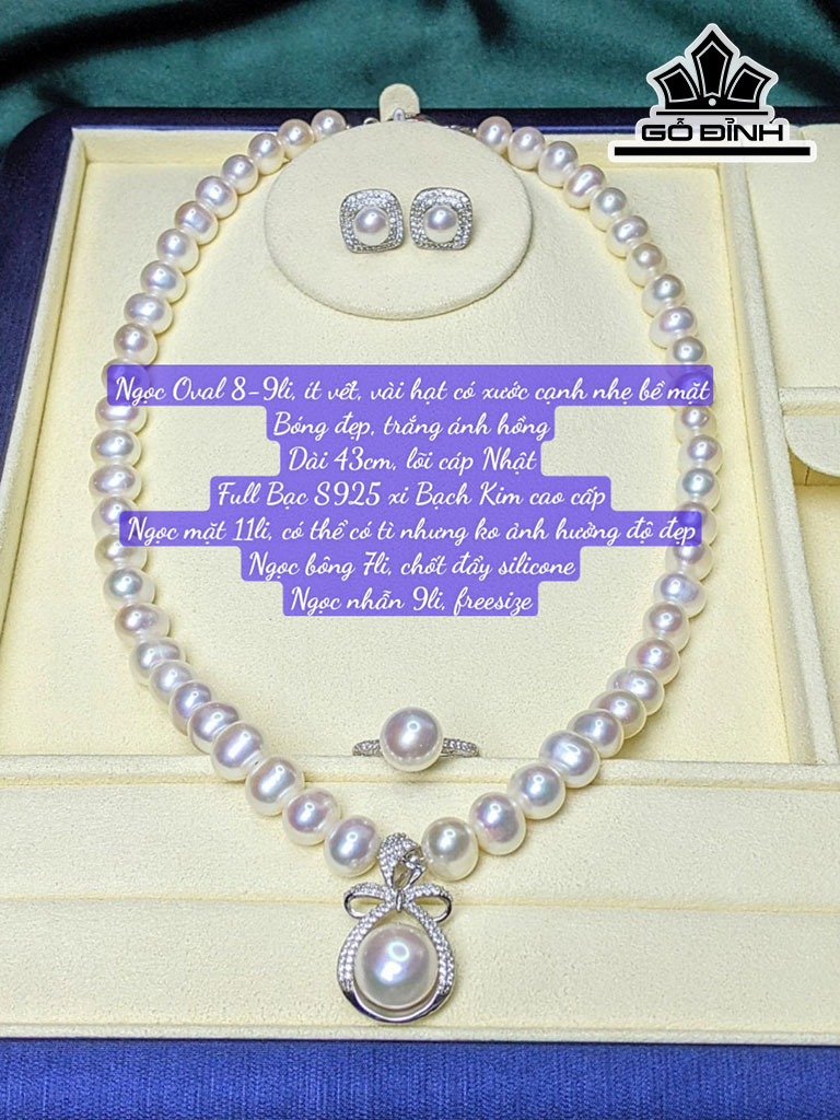 Set 3 Món Ngọc Trai Oval Size 8-9 li