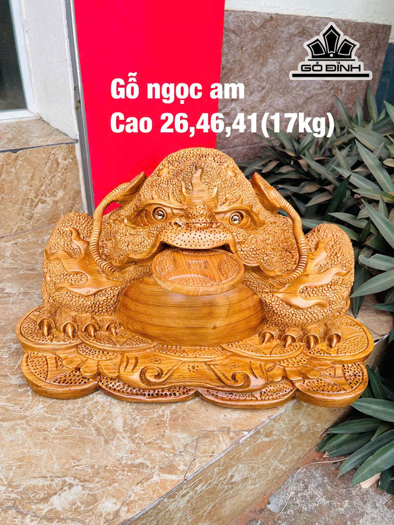 Tượng Thiềm Thừ Gỗ Ngọc Am Cao 26 Ngang 46 Sâu 41 (cm) 17kg