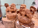 Cặp Tượng Nghê Gỗ Ngọc Am Cao 35 Ngang 35-33 Sâu 24-22 (cm)