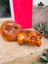 Tượng Heo Kéo Bao Tiền Gỗ Hương Cao 22 Ngang 50 Sâu 20 (cm) - 12kg