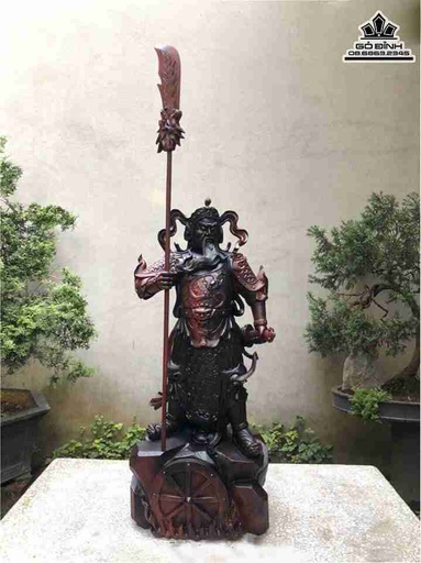 Tượng Quan Công Chấn Ải Gỗ Trắc  Cao 93 Ngang 43 Sâu 30 (cm)