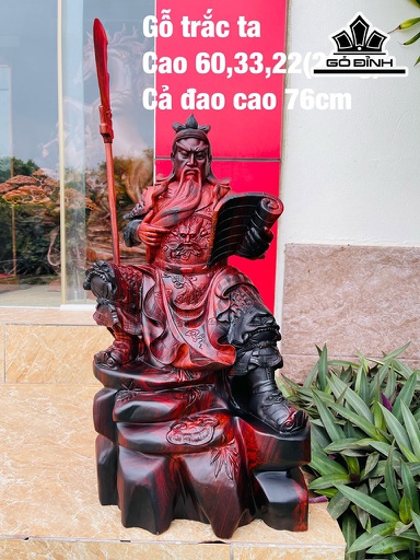 Tượng Quan Công Gỗ Trắc  Cao 60 Ngang 33 Sâu 22 (cm)
