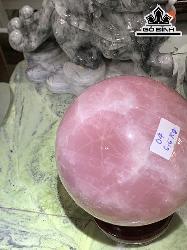 Bi Cầu Đá Thạch Anh Hồng Đường Kính 7,7 (cm) 6,5kg