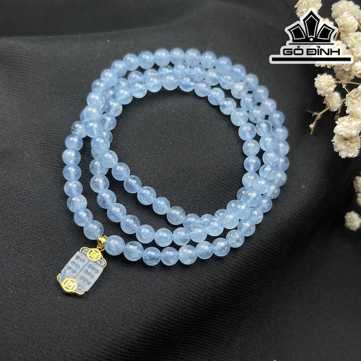 Chuỗi Đá Aquamarine Đường Kính Hạt 5,5 (mm)