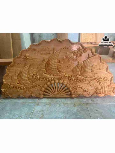 Tranh Quạt Thuận Buồm Xuôi Gió Gỗ Pơ Mu  Cao 50 Ngang 100 Dày 4 (cm)