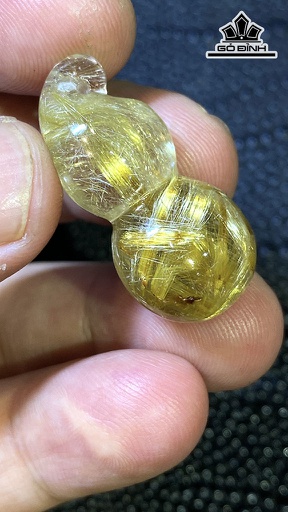 Mặt Dây Chuyền Hồ Lô Đá Thạch Anh Tóc Vàng Cao 31 Ngang 16 Sâu 13 (mm) 7,5gr
