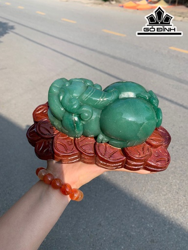 Tỳ Hưu Đá Thạch Anh Xanh Cao 8 Ngang 21 Sâu 12 (cm) 1,8kg
