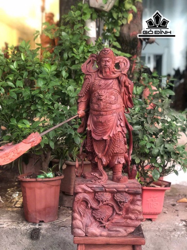 Tượng Quan Công Gỗ Cẩm Cao 77 Ngang 25 Sâu 24 (cm)