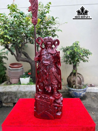 Tượng Quan Công Gỗ Tử Đàn Cao 60 Ngang 22 Sâu 18 (cm) - Cả Đao Cao 84