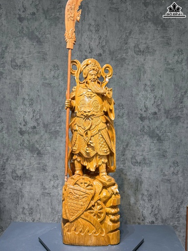 Tượng Quan Công Gỗ Ngọc Am Cao 120 - Cả Đao Cao 155 Ngang 38 Sâu 25 (cm)