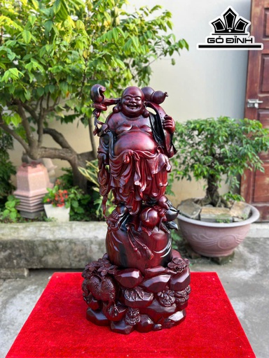 Tượng Phật Di Lặc Gỗ Trắc Cao Cả Kỷ 66 Ngang 30 Sâu 20 (cm)  - Riêng Tượng Cao 50 (cm)