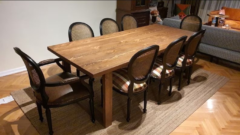 bàn ăn 8 ghế gỗ sồi nga